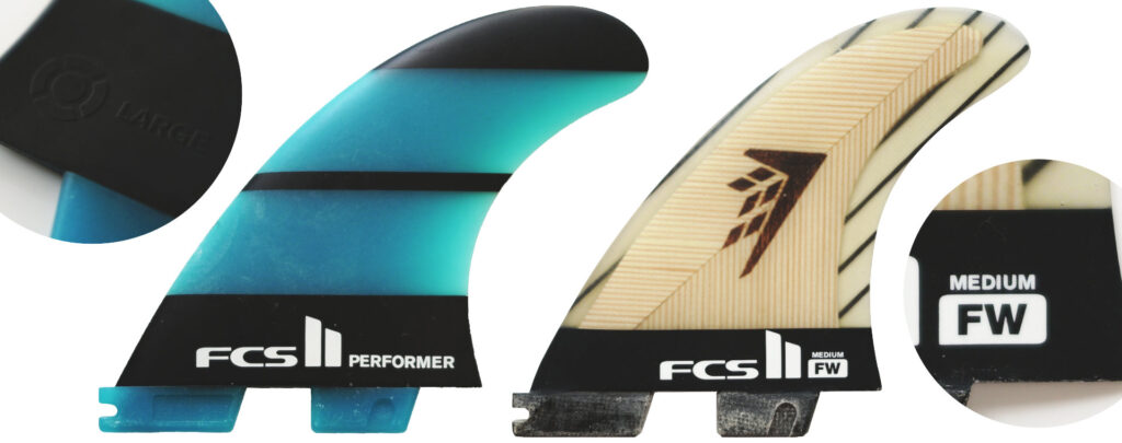 フィンサイズ FCS FIN PERFORMER LARGE / FW MEDIUM