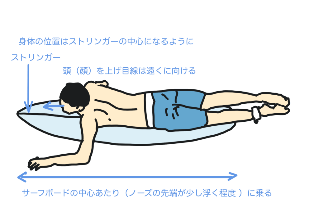 パドリングの正しい基本姿勢　サーフィンハウツー