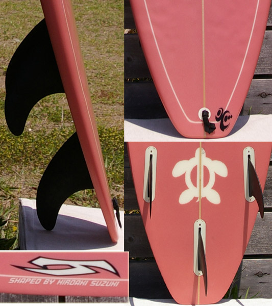 H SURFBOARD ショートボード bno9629017c フィン、テール詳細