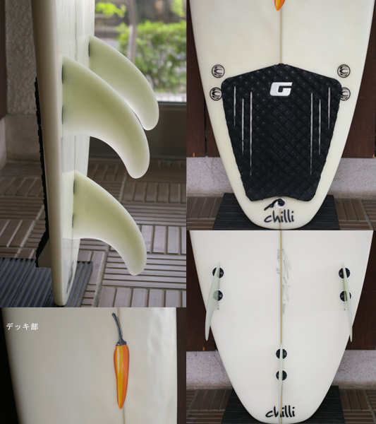 chilli 中古ショートボード 6`5 fin/tail bno9629644c