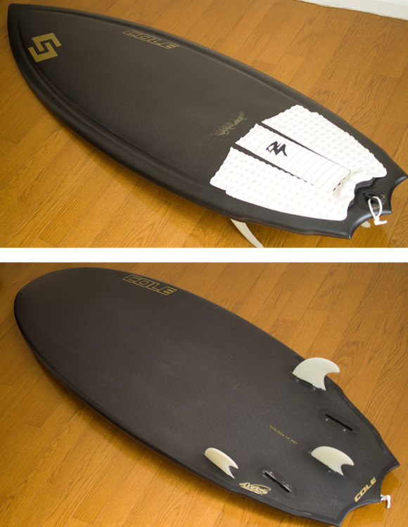 AVISO COLE GRASS HOPPER 中古ショートボード 5`9 GOLD LABEL deck/bottom-detail bno9629731b