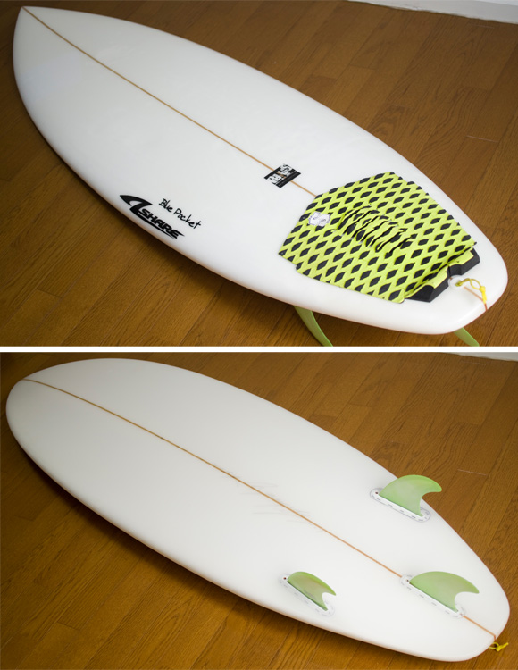 A-shape BluePocket 中古ショートボード 6`1 deck/bottom-detail bno9629735b