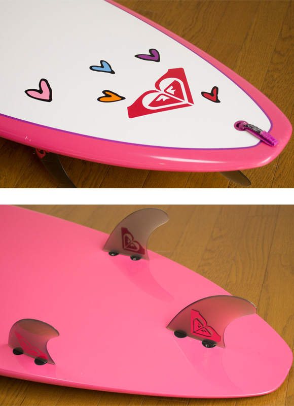 ROXY 中古ファンボード A LOT OF HEART EPOXY 8`0 fin/tail bno9629742d