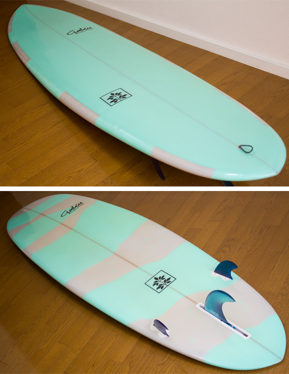 Gaku Surfboard 中古ファンボード 7`6  deck/bottom-detail bno9629751b