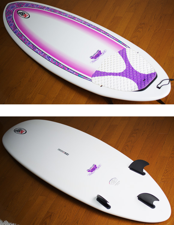 NSP Surfbetty 中古ファンボード6`8 deck/bottom-detail bno9629808b