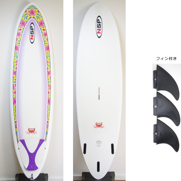 NSP Surfbetty 中古ファンボード6`8 deck/bottom bno9629809a