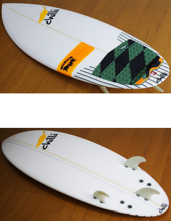 chilli RARE BIRD 中古ショートボード 5`6 deck/bottom-detail bno9629885b