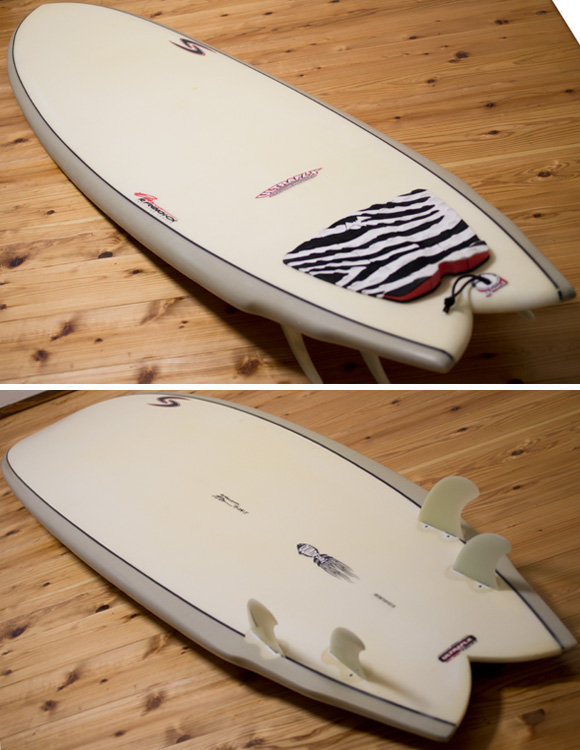 RANDY FRENCH SURFTECH ULTRAFLEX QUADFISH 中古ファンボード 7`8 deck/bottom-detail bno96291078b