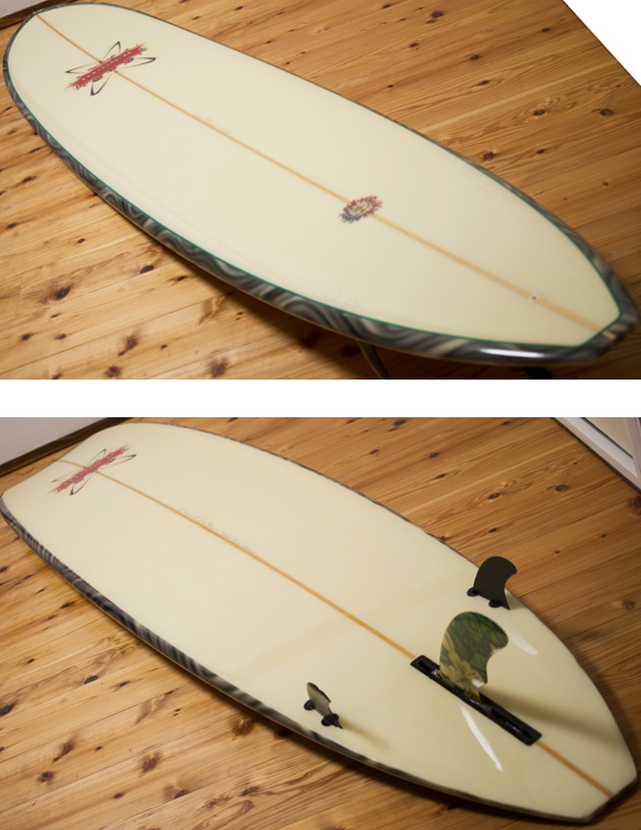 RUSS-K × Dick Brewer 中古ロングボード 9`1 deck/bottom-detail bno96291109b