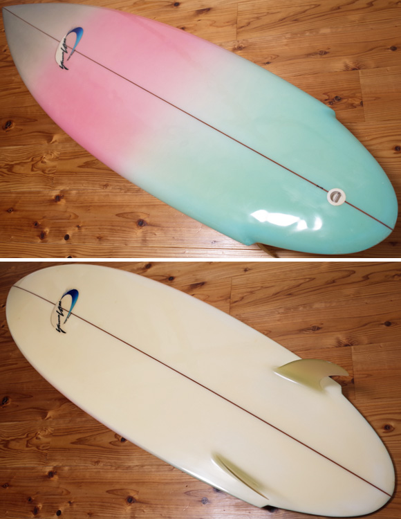 Yoshinori Ueda Surfboards 80`S 中古/Vintage TWIN FIN 5'10 deck/bottom No.96291273