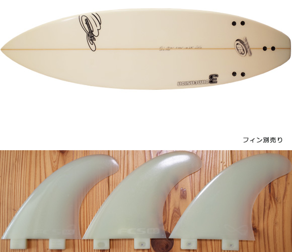 3Dimension 中古ショートボード6`0 LA fin/option No.96291312