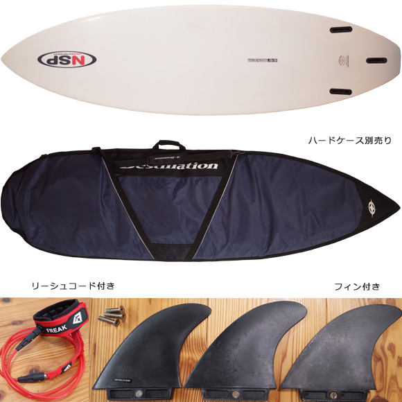 NSP 中古ショートボード 6`6 EPOXY fin/ハードケース No.96291372