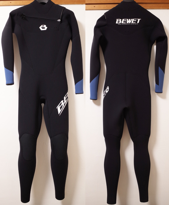 BEWET ビーウェット 中古ウェットスーツ 3/2mm フルスーツ SLANT-ZIP メンズ 激安新古 front/back No.96291454